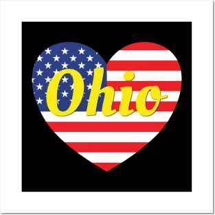 Ohio American Flag Heart Posters and Art